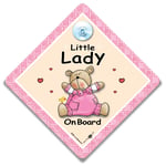 Little Lady On Board Sign, Pink Bear Baby On Board Sign, Baby Girl Car Sign