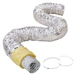 VEVOR Tuyau Flexible Isolé 158x7620 mm Conduit d'Aération Isolant Thermique en Aluminium PET avec 2 Colliers de Serrage Protection à Trois Couches pour Ventilation, Chauffage, Refroidissement, R-4.2