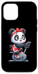 Coque pour iPhone 14 Pro Panda sur vélo d'appartement Gym Fitness Entraînement Sport