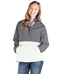 Charles River Apparel Unisex's Pack-N-Go Wind & Water-Resistant Pullover (Reg/Ext Sizes) Rain Jacket, Grey/White, Large