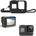 Étui Coque en Silicone pour avec Film d'écran Trempé Kit d'accessoires pour  GoPro Hero 10 / Hero 9 Noir