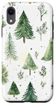 Coque pour iPhone XR Vert Aquarelle Polka Dots Boho Floral Forest Pin Tree