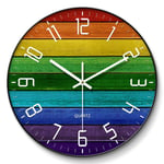 zvcv Horloge silencieuse Non-Ticking de Chambre à Coucher de Salon de Cuisine d'horloge de frontière en métal respectueuse de l'environnement Horloge de Panneau en Bois Massif (Couleur: B)