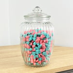 Large Ribbed Glass Jar with Lid 2.2L Vintage Sweets Cookie Barrel Biscuit Tin