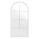 DRW Miroir de fenêtre Murale en métal et arrière en Bois MDF Blanc 80 x 3 x 160 cm, INT. 77 x 157 cm