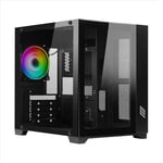 Noua Vision Z2 Mini Noir, boîtier Micro ATX PC Gaming Mini Tour 0,60 MM, Ventilateur LED ARGB adressable, Double caméra, USB 3.0, Verre trempé Avant et latéral