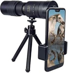 PJPPJH Télescope Portable 10-300X40mm Super téléobjectif Télescope monoculaire pour téléphone, Objectif de caméra de téléphone Anti-secousse (télescope monoculaire avec Support)