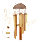 Relaxdays - Carillon à vent bambou, moulin à vent, son, décoration jardin, bois, feng shui mobile, 71 cm, nature