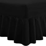 Indus Textiles Valance Frilled Percale Fitted Bed Sheets Black - King