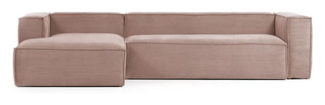 Kave Home Blok 3-seter Sofa m. venstrevendt sjese - Rosa Fløyel