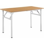 Table pliante cuisine à manger hauteur réglable pour 4 personnes 120 cm hêtre et blanc