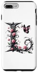 iPhone 7 Plus/8 Plus Letter L Initial Floral Monogram Rose Pink Flower Butterfly Case