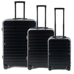 JSA 45610 Lot de 3 valises de voyage 3 pièces avec serrure TSA, système de trolley télescopique, poignée de transport et roulettes à 360° avec port USB et compartiment pour batterie externe, 3 bagages