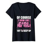 Womens Cute Rowing For Women Girls Paddling Oar Row Machine Rower V-Neck T-Shirt