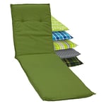 Beo Coussin de chaise longue lavable Barcelone - Fabriqué en UE - Qualité supérieure - Résistant aux UV - Avec bande de maintien en caoutchouc - Coussin de chaise longue respirant avec motif plumes - Vert clair