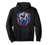 3 Wolf Howling At The Moon Wolves Howling Moon Wildlife Pullover Hoodie