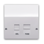 ADSL Filtered BT / RJ11 Phone / Network Microfilter White Twin Socket Faceplate