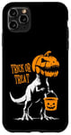 Coque pour iPhone 11 Pro Max Trick or Treat T-Rex Creepy Jack O' Lantern pour Halloween