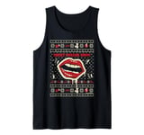 Rocky Horror Show Mouth Christmas Knit Pattern Tank Top