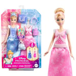 Princesses Disney Poupée Cendrillon et Tenues Coffret 2 en 1 avec 2 tenues, 9 accessoires, 2 corsages à clipser et 2 jupes, inspiré du dessin animé Disney