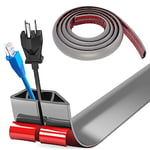 Bocguy Cache Cable Sol, Petit Canal de câble Flexible, 3.0M x 4cm Goulotte Passe Cable Sol Silicone, Cache Fil Électrique Sol Auto-Adhésif Facile à Couper Montage pour Tous Les Câbles (Gris-Arrondi)