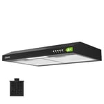 Ciarra Hotte Aspirante 60cm Classe A+ - 220 m³/h - Hotte Casquette Engastrable - Évacuation ou Recyclage - Filtre au Charbon Inclus - Éclairage LED - Noir - CBCB6903D