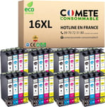 Comete,Marque Française-16Xl-32 Cartouches D'Encre Compatibles Avec Epson 16 Xl T1631 Stylo Plume-Pour Cartouche Epson Wf 2510 Workforce Wf 2010 2520 2530 (8 Noir Et 24 Couleur)