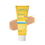 Uriage Bariésun Crème Teintée Visage SPF50+ - Teinte Dorée, 50ml - Texture Légère, Toucher Sec - Fini Naturel & Lumineux - Résistante à la Transpiration - Non Comédogène - Convient aux Peaux Sensibles