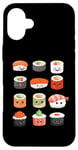 Coque pour iPhone 16 Plus Visages de sushis kawaii mignons type japonais de suchi amateur de nourriture