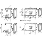 Serrure monopoint en applique alpha cylindre rond horizontal fouillot droite Bricard 352110