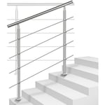 Rampe d'escalier en Acier Inoxydable Garde-Corps pour Jardin Balcon Main courante en acier inoxydable avec 2 poteaux - 180 cm avec 4 traverses