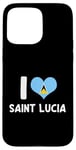 iPhone 15 Pro Max I Love Saint Lucia Pride St. Lucian Flag Heart Case