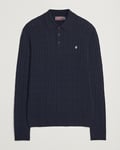 Morris Merino Cable Polo Knit Navy