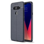 LG V40 ThinQ litchi läderskal - mörkblå