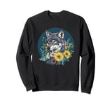 Wild Floral Wolf Surrounded By Blossoms Sweatshirt