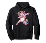 Dabbing Unicorn Rainbow Hair Fun Unicorn Kids Girls Boys Pullover Hoodie