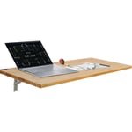 Table pliante murale, 1200 mm x 500 mm, table a abattant murale avec support en fer, bureau flottant en bois pour les petits espaces, bureau a