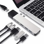 Lecteur Hub Usb C,Double De Type C Adaptateur Hub Pour Macbook Pro 13"" 15"",6-In-2 Multi-Port Thunderbolt Usb-C Dongle W Gigabit Ethernet,40Gbs C-Usb 100W,5Gos De Type C W 60W Pd,4K Hdmi