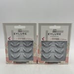 2 x Eylure C-Lash Naturals Lash Replacement False Eyelashes w/ Glue MULTIPACK