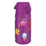 Ion8 Gourde Enfant Acier Inox 400ml, Anti-Fuite, Facile à Ouvrir, Verrouillage Sécurisé, Lavable au Lave-Vaisselle, Poignée de Transport, Facile à Nettoyer, Acier Inoxydable, Design Extraterrestres