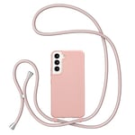 ZTOFERA Coque avec Cordon pour Samsung Galaxy S22 5G, Étui Housse Silicone Liquide avec Chaîne Collier Antichoc Protection Cover avec Bandoulière Réglable Lanyard Coque pour Samsung S22 5G, Rose