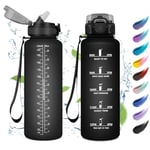 Gourde 1.5L, Bouteille d'eau Sport, Gourde Grande, Gourde avec Paille, Gourde Marqueur de Temps, Gourde Motivation, Bouteille d'eau Étanche, Gourde Reutilisable pour Fitness, Voyage, Course à Pied