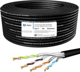 5m CAT 7 Câble d'installation Ethernet cable Outdoor noir AWG23/1 PE S/FTP double blindage PIMF Cuivre pur 1000MHz 10Gbits Réseau Câble de données pour l'extérieur