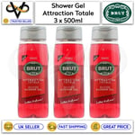 Brut Men's Shower Gel Attraction Totale 500ml All In One Hair & Body Set Of 3