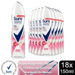 Sure Women Anti-Perspirant 72H Nonstop Protection Deodorant 150ml, 18 Pack