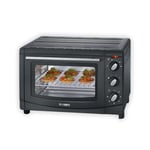 SEVERIN Mini-Four 20 L avec grille et plaque de cuisson incluses, Four posable 1 500 W design simple et élégant, Mini-four électrique avec minuteur 60 min, Noir, TO 2067