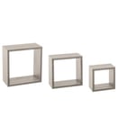 Lot de 3 Etagères murales flottantes Cubes coloris Chêne gris Fixations invisibles