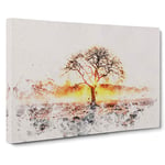 Sunlight Through the Oak Tree Watercolour Canvas Print for Living Room Bedroom Home Office Décor, Wall Art Picture Ready to Hang, 30 x 20 Inch (76 x 50 cm)