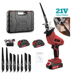 21V Cordless Reciprocating Saw + 2 Battery & Charger Recip Sabre Saw Kit Set UK