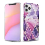 Coque pour Apple iPhone 12 / 12 PRO en Marbre Vague Violet No. 14 Housse de protection Étui en silicone TPU avec motif mosaïque - Neuf